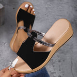 2025 New Summer Women's Slope And Thick-Bottomed Slippers Large-Size Thick-Bottomed Plus Casual Slippers Women's Shoes HZ0115