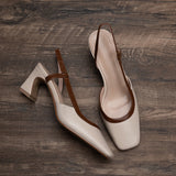 Coarse Heel Square Head Brown Bag Head Sandals Women 2025 Summer Light-Mouthed High-Heeled Shoes Sandals Women's Tide HZ0115