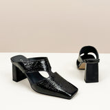 Hundred Thick Heel Back Empty Bag Head Half Slippers Women Wearing Square High Heel Sandals A Foot Pedaling Muller Cool Drag HZ0115