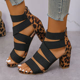 Large-Size Sandals Women 2025 Summer New High-Heeled Fish Mouth Tight Coarse Zipper Fashion Sandals HZ0115