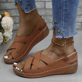2025 New Summer Women's Slope Sandals Thick Sole Buckle With Fish Mouth Sandals Pure-Colored Slope Heel Sandals HZ0115