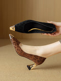 French Temperament High Heels Women 2025 Spring New Light Mouth Single Shoes Small Fragrant Leopard Pattern Evening Shoes HZ0115