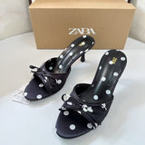 ZA2025 New Summer Feet Look Retro Wave Point With High Heel Sandals Sexy Sandals HZ0115