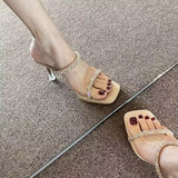 High-Heeled Sandals Women's Fine Heel Water Drill With Black 2025 New Summer Temperament High Heels HZ0115