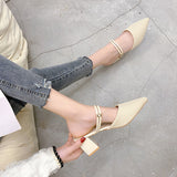 Sharp Head With Coarse Heel Cool Slippers Half-Dragging Sandals Women's Summer 2025 New Breathable Cloth Wear HZ0115