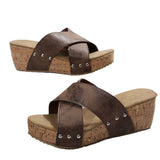 2025 New Summer Women's Slope And Thick Bottom Slippers Outside Wearing Large-Size Fish Mouth Thick Bottom Slope And Slippers HZ0115