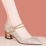 New Water Drill With Coarse Heel Single Shoes Women's High Heel Shoes 2025 Spring And Autumn Fashion Heel Shoes Light-Mouthed Women's Shoes HZ0115
