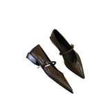 French Low-Heeled Shoes Small Fragrant Wind Tip Single Shoes Women 2025 Spring And Autumn Mary Jane Women's Shoes Coarse Fashion HZ0115