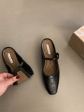 Designing Silver Mary Jane Half-Slipper Wearing French Single Shoes Silver Shoes Spring And Summer Coarse Heels Women's Shoes HZ0115