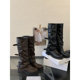French Thick-Bottomed Coarse And Belt Buckle Folded Long Boots 2025 New Sweet Cool Hot Babes Pile Pants Tube Boots HZ0115