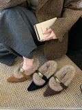 Inner Height Plus Velvet Mary Jane Single Shoes Women's Shoes 2025 Autumn And Winter Warm Wool Shoes Cotton Shoes Pointed Lefu Shoes HZ0115