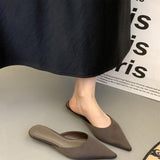 French Tip Fine Low-Heeling Bao-Head Half-Tug Woman Spring 2025 New Niche Design Shallow Foot Pedal Slippers HZ0115