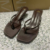 ZA Home 2025 New Square Head Thin Heel Jacket Person-Worded Sandals Female Kitten And Muller Shoes Single Shoes HZ0115