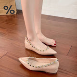 Small 5Cm High Rivet Tip Light-Mouthed Single-Shoe Women 2025 Summer New One-Legged Stubble Shoes Boat Shoes HZ0115
