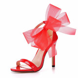 11 Cm Thin Heeled Sandals Large-Size High-Heeled Sandals White Flowers Wedding Shoes Bridesmaid Dress Skirt Shoes HZ0115