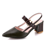 2025 Spring And Summer New Single-Shoe Women's Sharp Head Thick-Heeled Women's Shoes Heeled High Heels Hollow Women's Sandals HZ0115