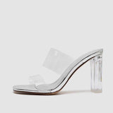2025 Summer Slippers Women's Summer To Wear The New Crystal Coarse And Exposed Cool Drag Transparent Temperament High-Tall One-Word Drag HZ0115