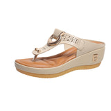 2025 Summer Women's Thick Bottom Slippers Large-Size Clip Toe Slope And Thick Bottom Slippers Round Head Wearing Slippers HZ0115