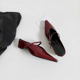 Internal Height Height Half Slippers Female One-Word Buckle Point-And-Head Single Shoe Pedal Temperament Bag Head Shoes HZ0115