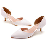 5 Cm Fine Tip Pointed Sandals Low Heel Low-Size Single-Shoe Women's Two-Siped Hollow Women's Shoes Wedding Shoes HZ0115