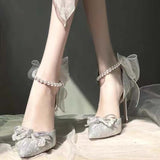 Adult Gift 18-Year-Old High Heels Female Students Heel Crystal Shoes Temperament Princess To Send Girlfriend Rite Birthday Gift HZ0115