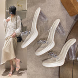 High-Heeled Sandals Women's Summer 2025 New Out-Of-Crystal Diamond Thick-Bottom Fairy Fairy-Selds Sexy Crystal Coarse And Cool Drag HZ0115