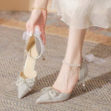 Silver High Heels Fairy 18-Year-Old Rite Crystal Wedding Shoes Bridal Shoes New French Fine Heel Not Tired Single Shoes HZ0115