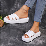 Large-Size Thick-Bottomed Cool Slippers Women's New Summer 2025 Fashion Fish Mouth Comfortable Beach Slippers HZ0115
