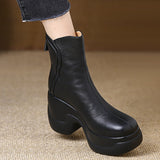Small Thick 8Cm Slope With Leisure Short Boots Female Super High And Leisure Round Head After Zipper Coarse And Chelsea Boots HZ0115