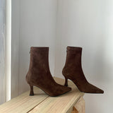 Apricot Short Boots Women Autumn And Winter Commute High And Bare Boots Korean Version Of Thin Skinny Boots Tips And Elastic Socks Boots HZ0115