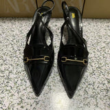 ZA Home 2025 New Women's Shoes Low Heel Temperament High Heels High-Heeled Shoes Black Shallow Back Triptling Muller Single Shoes HZ0115