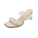 High-Heeled Women In The Summer Of 2025 New Transparent And Fashion Sandals Coarse Heel Through The Water-Drilling Slippers HZ0115