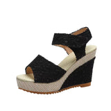2025 Summer New Slope And Fish Mouth Sandals Women's Casual Loose Cake Thick-Sed High-Heeled Magic Sticker Women's Shoes HZ0115