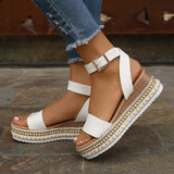 2025 Spring And Summer Women's Large Size Hemp Rope Bottoms Thick-Soled Women Sandals Lady Buckle Slope And Fish Mouth Women Sandals HZ0115