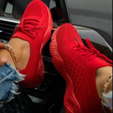 Large-Size Solid-Color Sneakers Women's 2025 New Wish Mesh Thick-Soled Casual Flying Shoes HZ0115