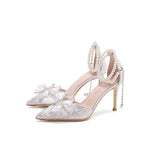 Princess Wind Silver Crystal High Heels Women Summer 2025 New 18-Year-Old Matribs Bridesmaids Wedding Shoes HZ0115
