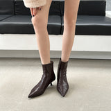 Soft Leather Black High And Short Boots Women Thin And Pointed 2025 Commuting French Thin Skin Boots HZ0115