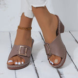 Large-Size Coarse-Heeled Slippers Women's New TEUM Explosive Belt Buckle Light Sandals Women In The Summer Of 2025 HZ0115