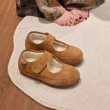 The Thick Soles Of The High Mary Jane Shoes Plus Velvet Women 2025 Autumn And Winter Magic Sticker Casual Hairy Shoes HZ0115