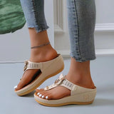 2025 Summer Women's Thick Bottom Slippers Large-Size Clip Toe Slope And Thick Bottom Slippers Round Head Wearing Slippers HZ0115