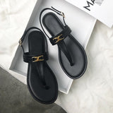 Net Red Black Word Drag Sandals Women 2025 Summer New Small Scent Wind Flat Shoes Toe Roman Shoes Outside Wearing HZ0115