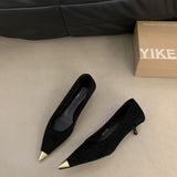 Spring 2025 New Retro Leopard-Print Metal Shallow Mouth Single Shoes French Temperament Velvet Head Tip Fine Heel High Heels HZ0115