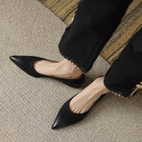 French Retro Wiping Pointy Light-Mouthed Single-Shoe Women 2025 New Comfortable Soft Leather Thick Heel Low-Heeled Single Shoes HZ0115