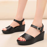 White Toe-Word High Heels 8CM Slope And Women's Waterproof Table Comfortable Loose Cake 33-43 Black Hollow Sandals HZ0115