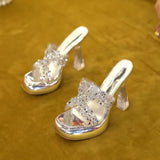 South Korea's Small Thick-Bottomed One-Word Drag Woman Wearing Transparent Cool Slippers In The Summer Of 2025 Thick Heel High Heels HZ0115