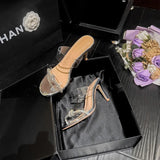 In The Summer Of 2025, The New Sandals Water Drill Kinesi High Heel Wearing Transparent Word With Fine Round Head Cool Half-Dragging HZ0115