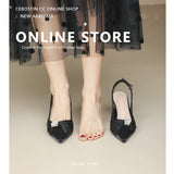 French Small Heel Single Shoes Sandals Women's Summer Fairy Style Dress In The Tip Of The Head White Fine Heel High Heels HZ0115