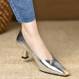 Fashion Shallow Thin Heel Single Shoes 2025 Spring And Autumn New Niche Metal Pointed Commute Comfortable High Heels HZ0115