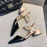 2025 Summer New Women's Fairies Coarse Heel One-Word With The Back Of The Air Cool Evening Shoes Single Shoes HZ0115