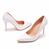 9 Cm Sexy Pointed High Heel Single Shoes Women Fine Heel Shoes Pointed Shoes Fashion Commuting White Large Size Shoes HZ0115